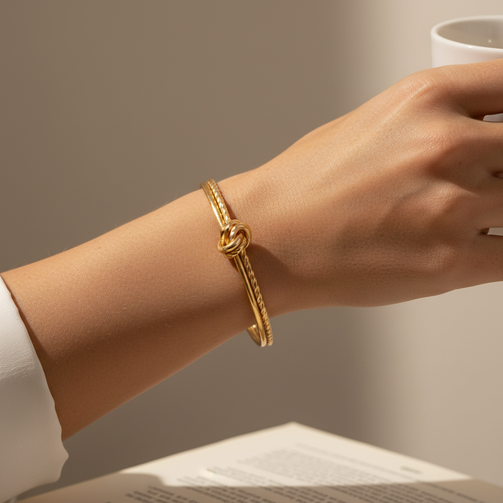 Bracelet Jonc Nœud Doré