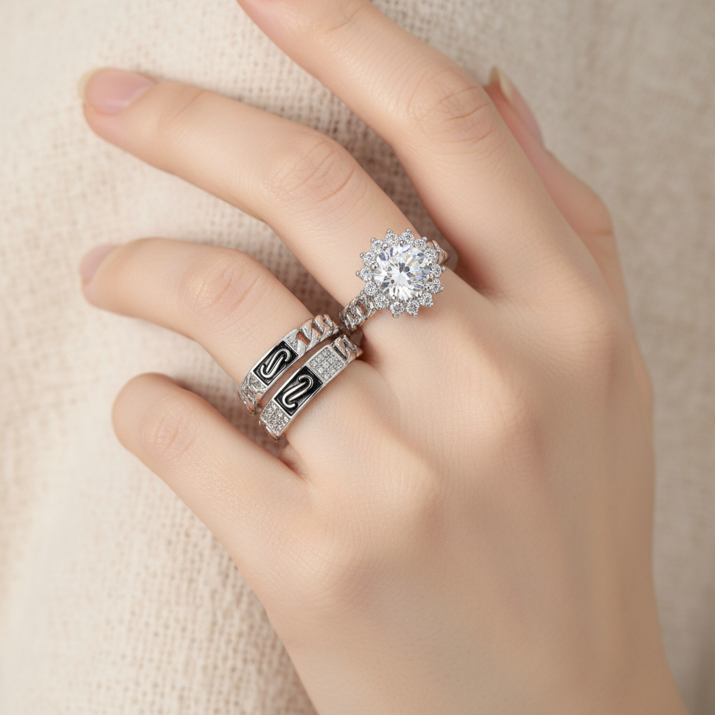 Bague Halo Chaîne Cosmique