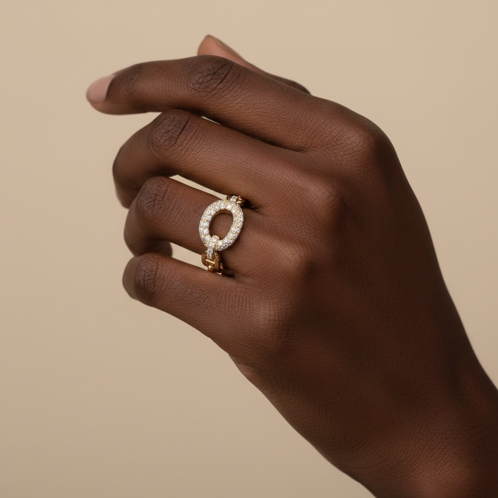 Bague chaîne marine dorée plaqué or 18K
