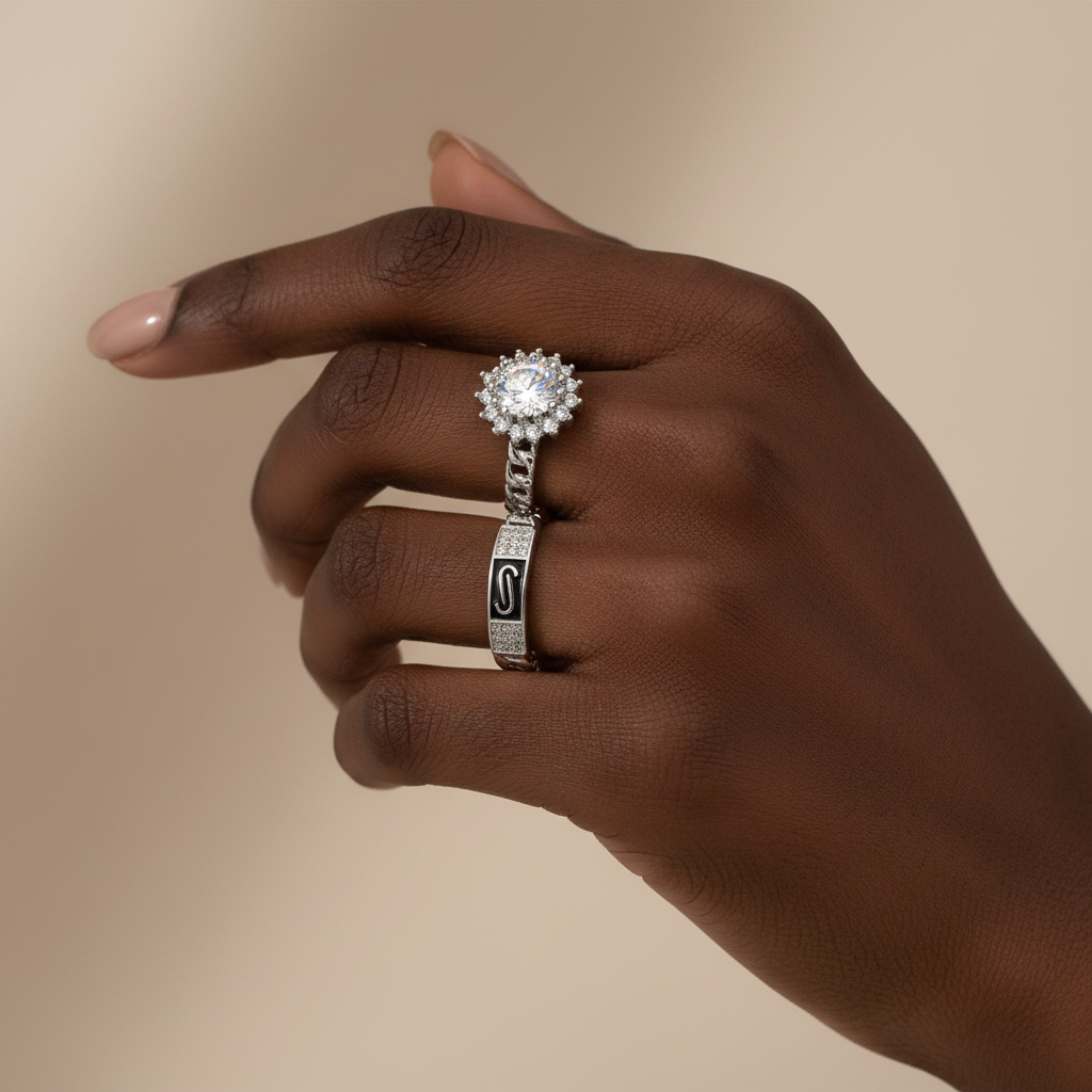 Bague Halo Chaîne Cosmique