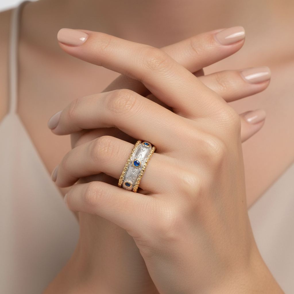 Lifestyle bague bandeau bicolore