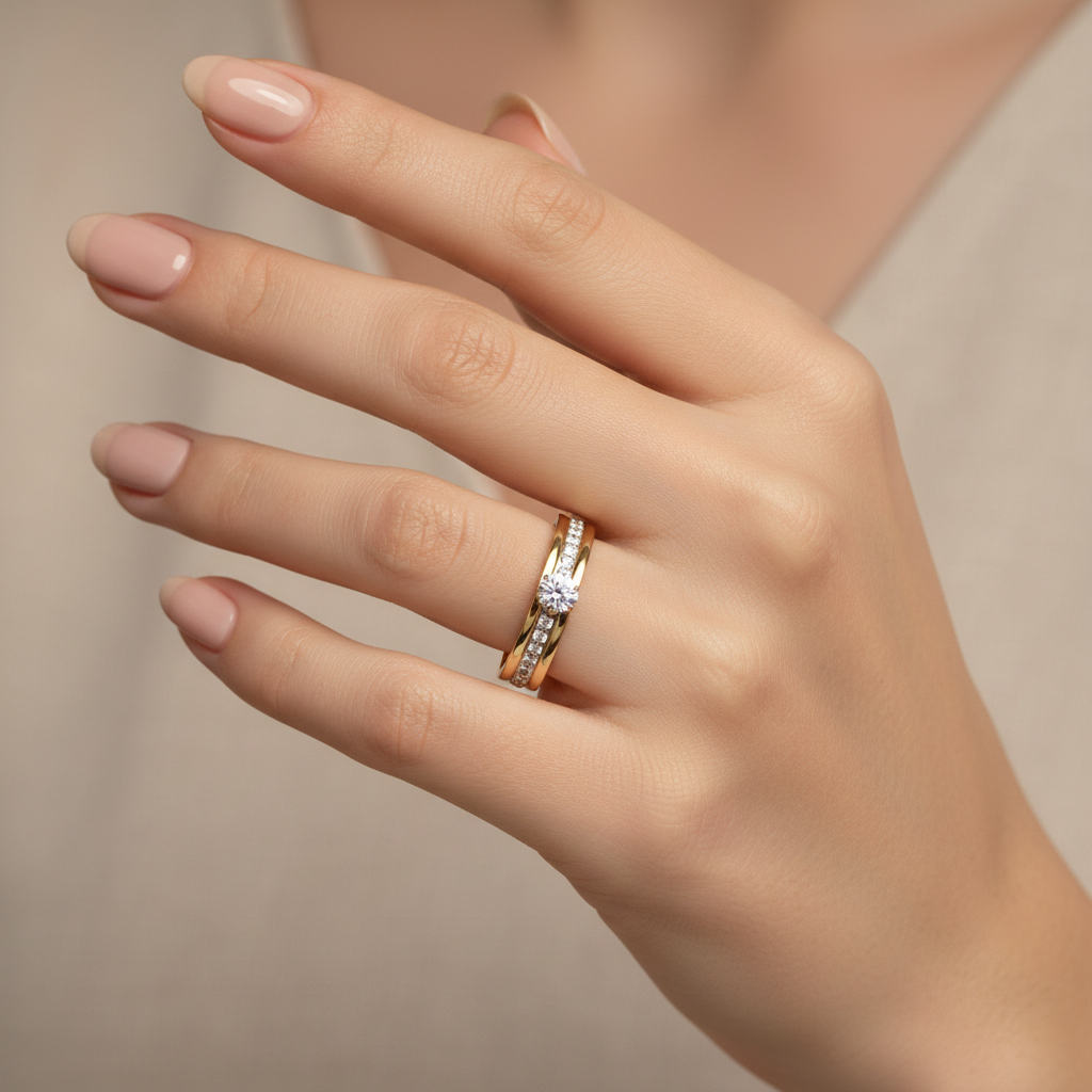 Lifestyle bague double anneau strass